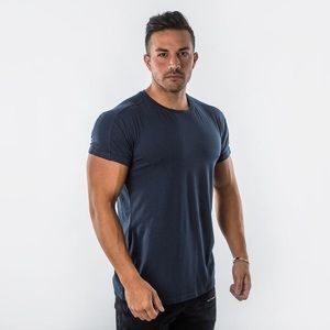 Alphalete Muscle Rolled Tee, Navy (Large)